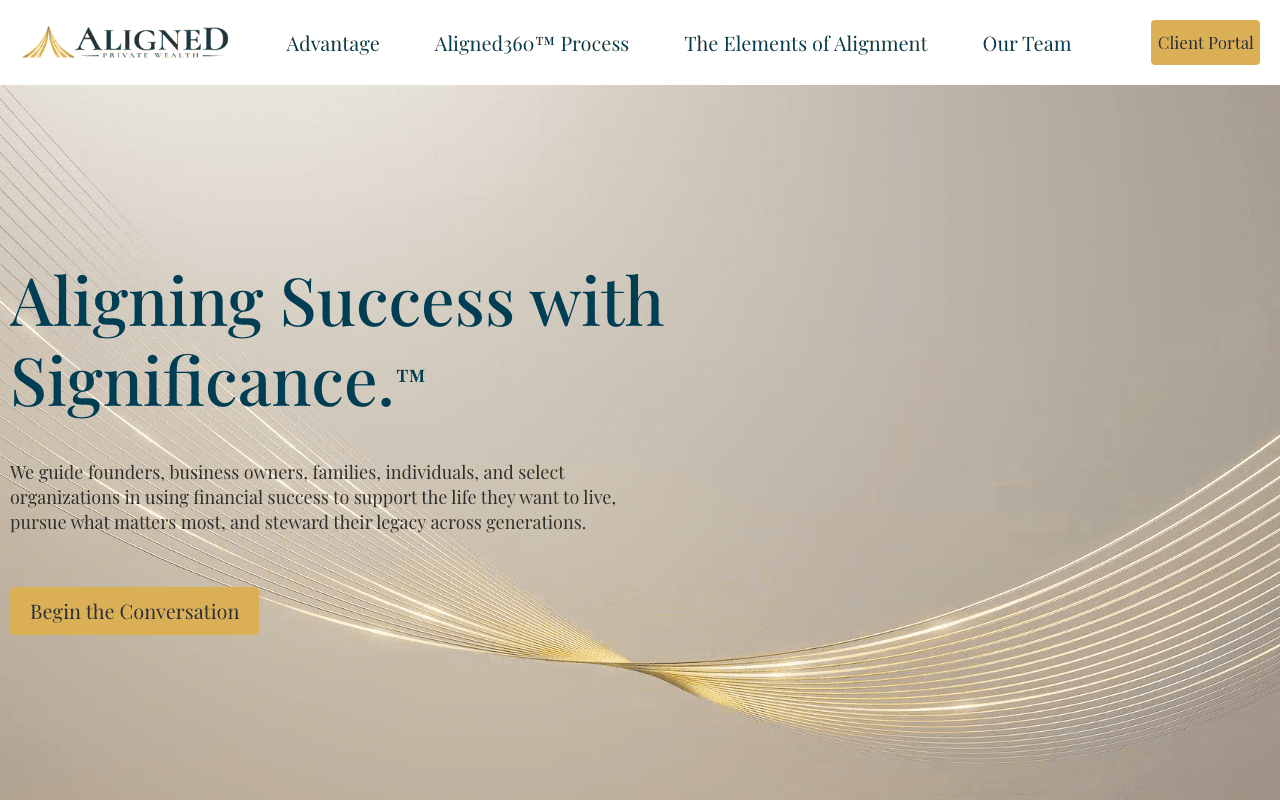 Aligned Private Wealth website on desktop