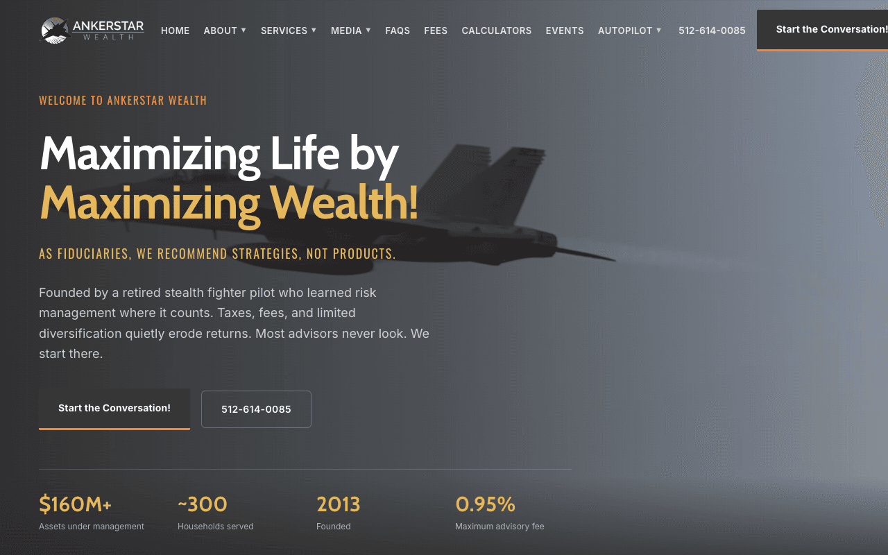 Ankerstar Wealth website on desktop