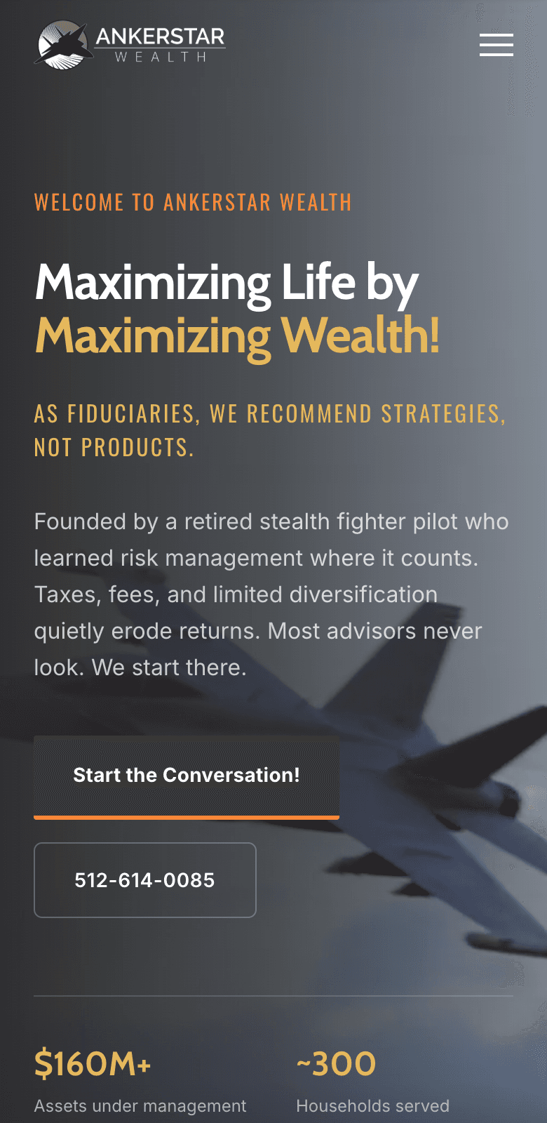Ankerstar Wealth website on mobile