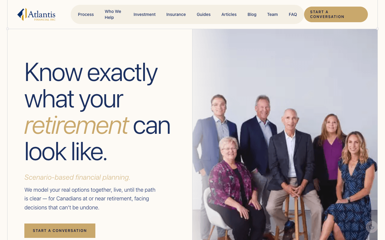 Atlantis Financial website on desktop