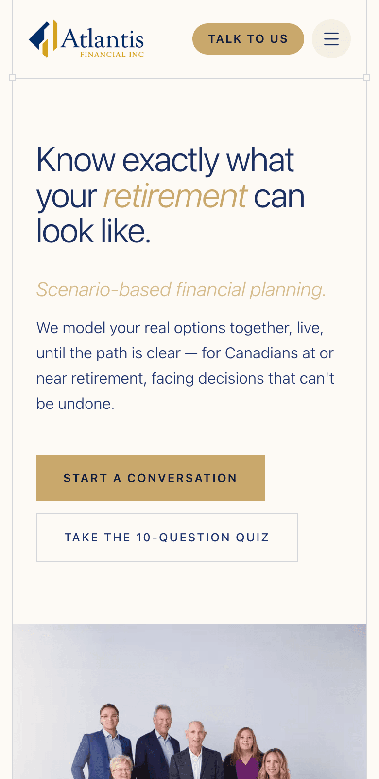 Atlantis Financial website on mobile