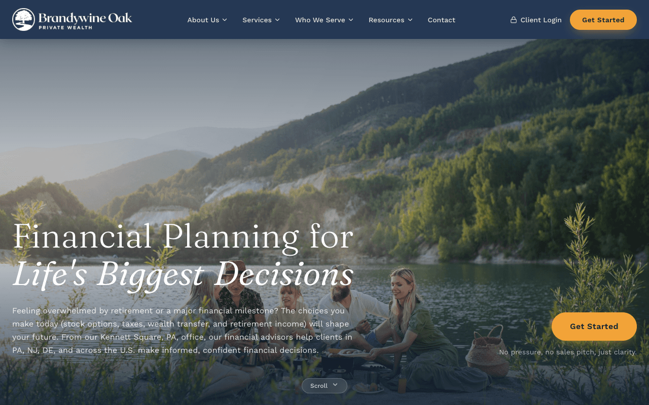 Brandywine Oak Private Wealth website on desktop