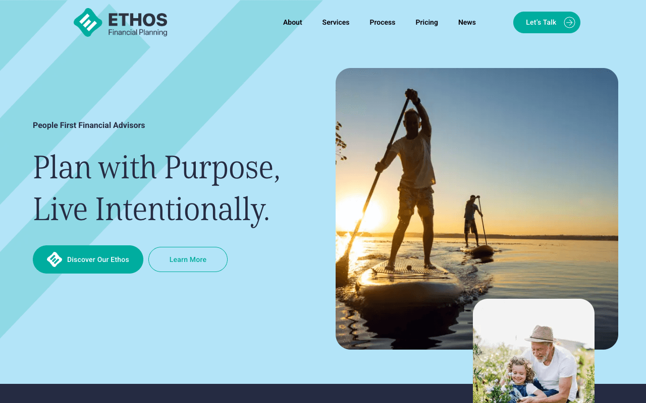 Ethos Financial Planning website on desktop