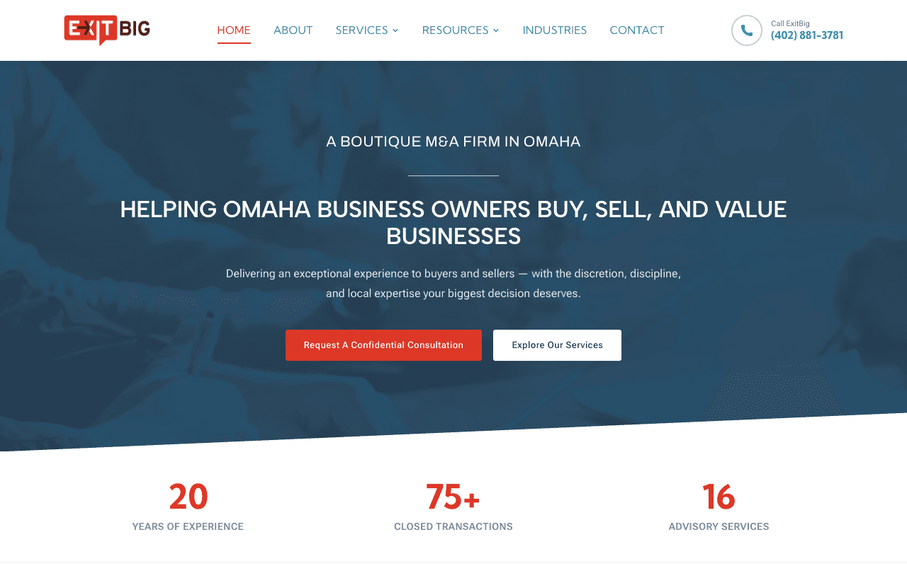 ExitBig website on desktop