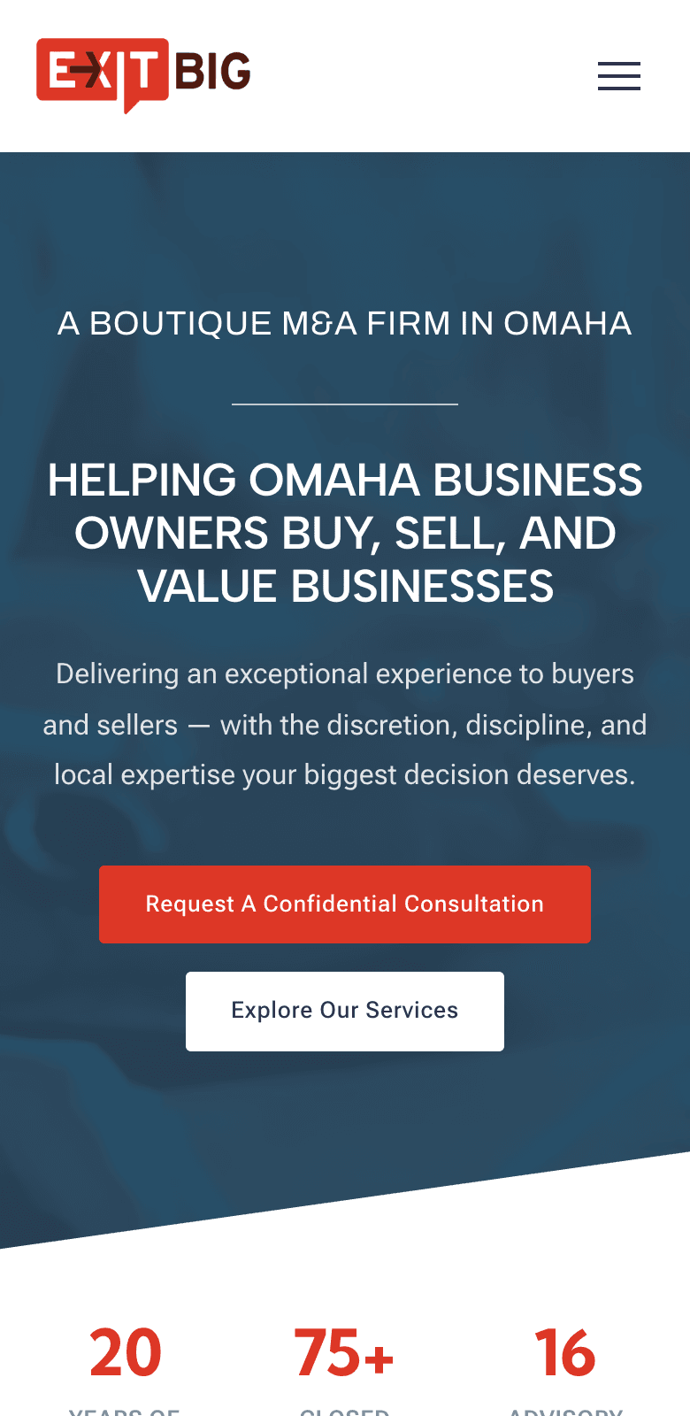 ExitBig website on mobile