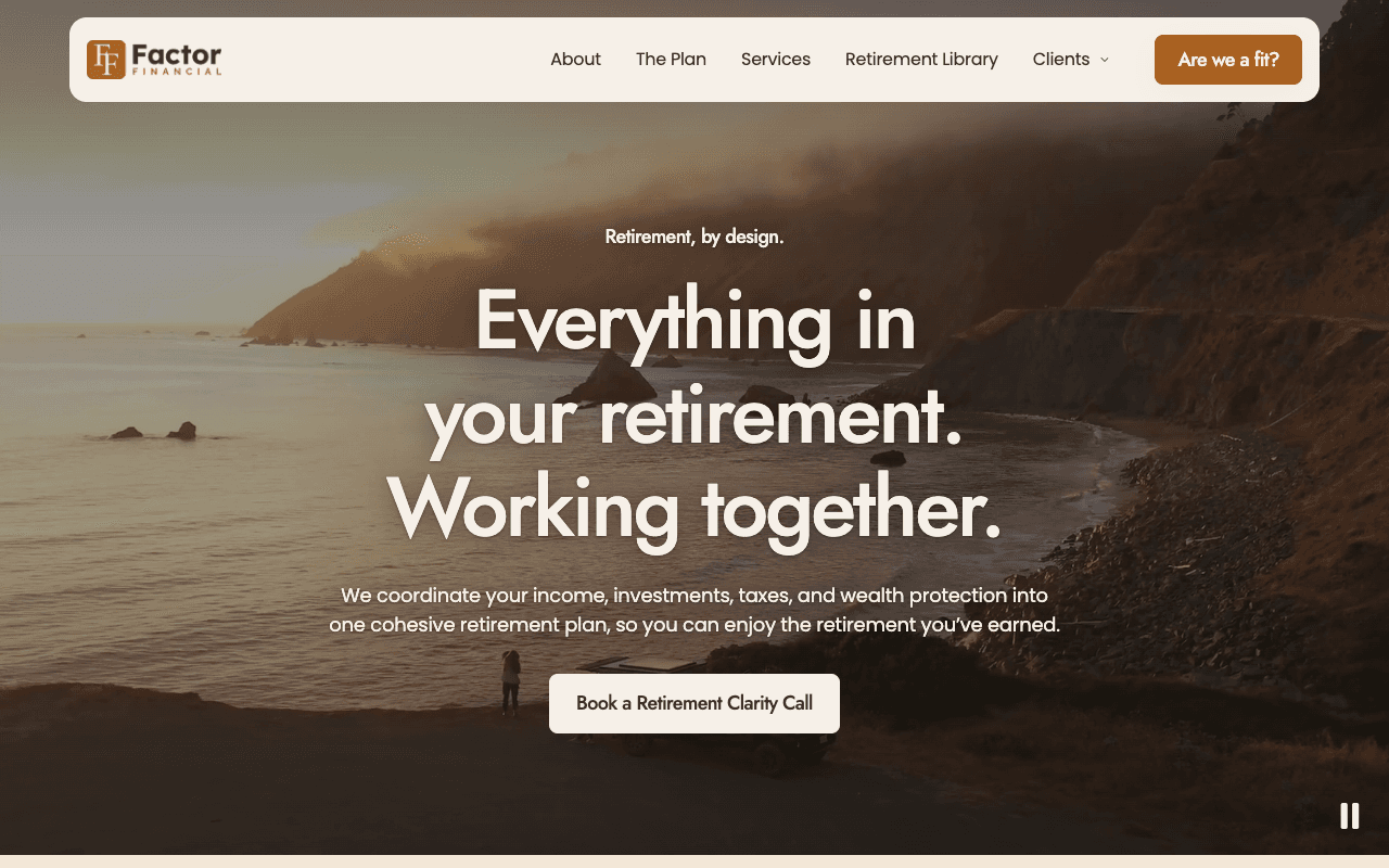 Factor Financial website on desktop