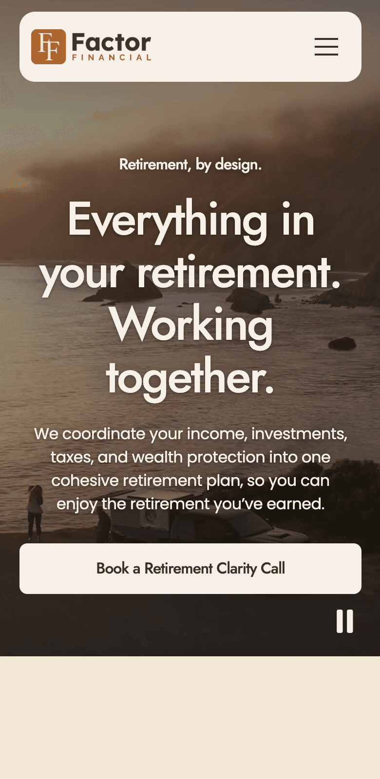 Factor Financial website on mobile