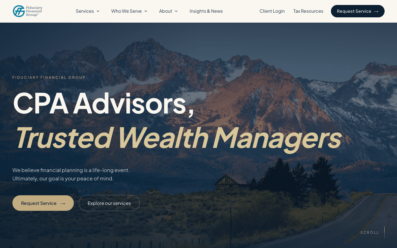 Fiduciary Financial Group website on desktop