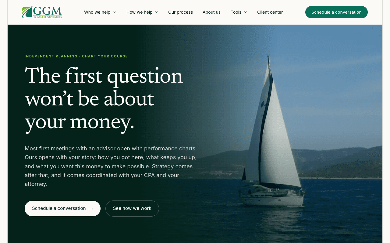 GGM Wealth Advisors website on desktop