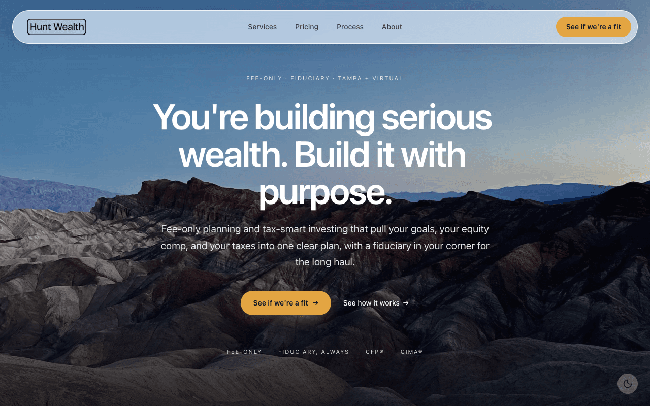 Hunt Wealth website on desktop