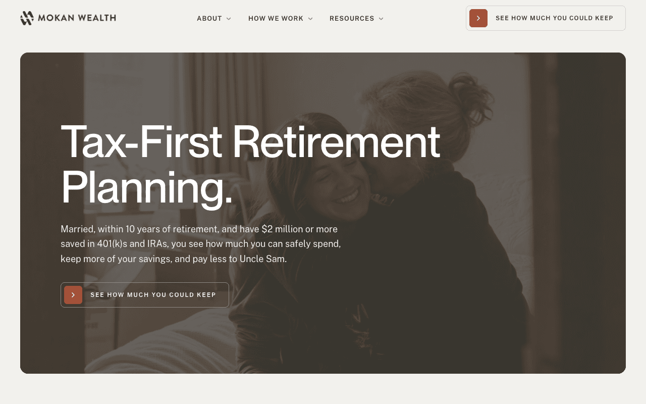 MOKAN Wealth Management website on desktop