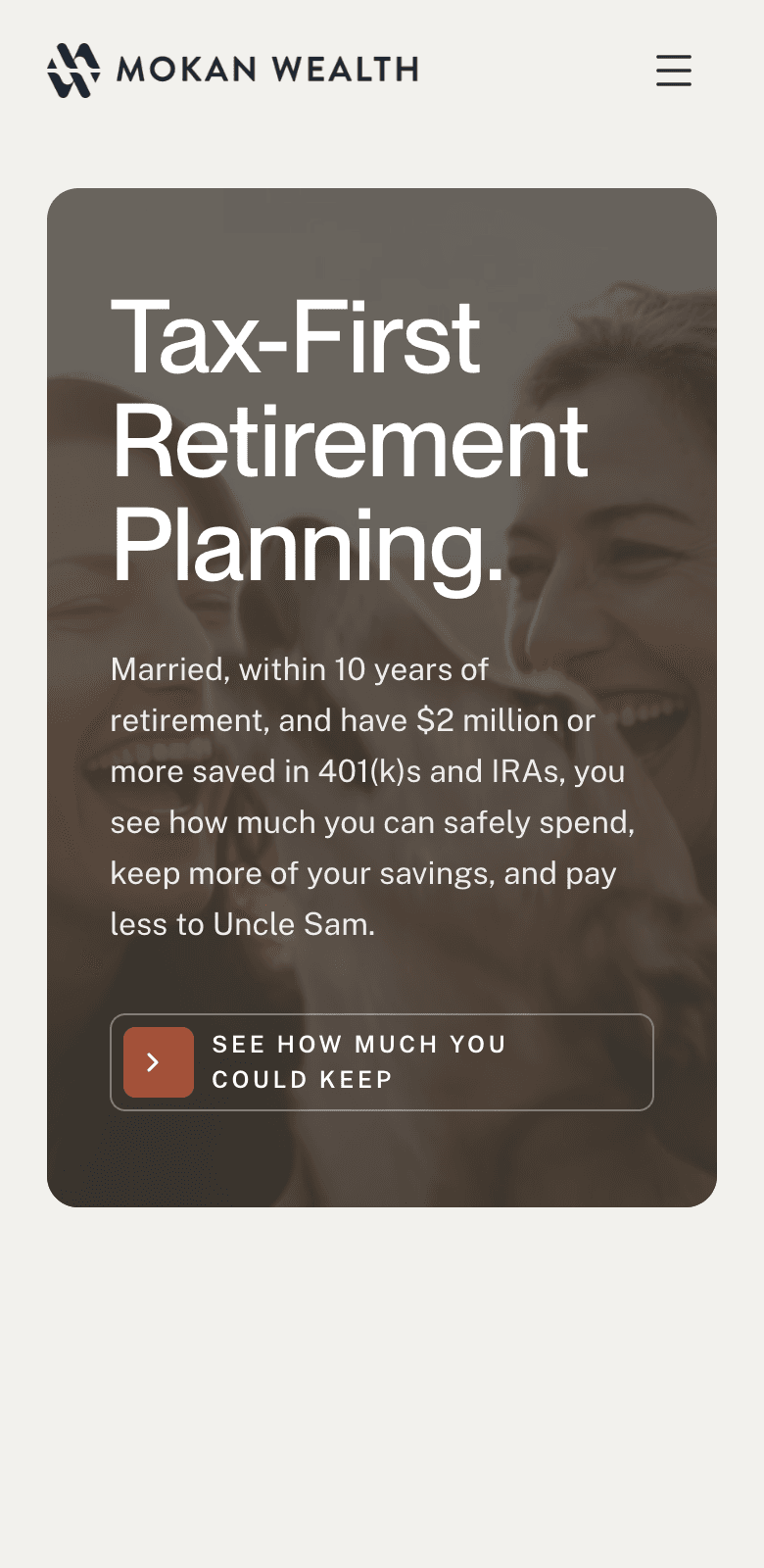 MOKAN Wealth Management website on mobile