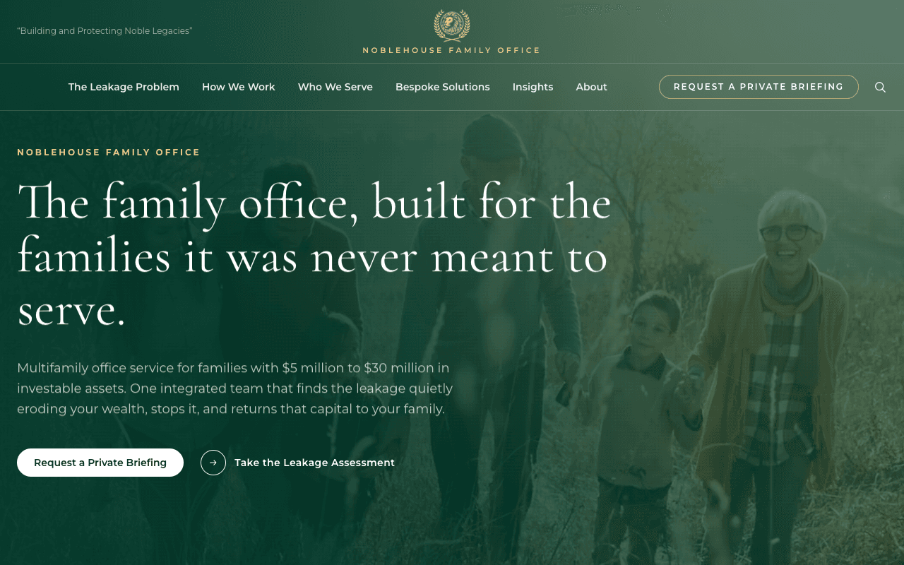 Noblehouse Family Office website on desktop