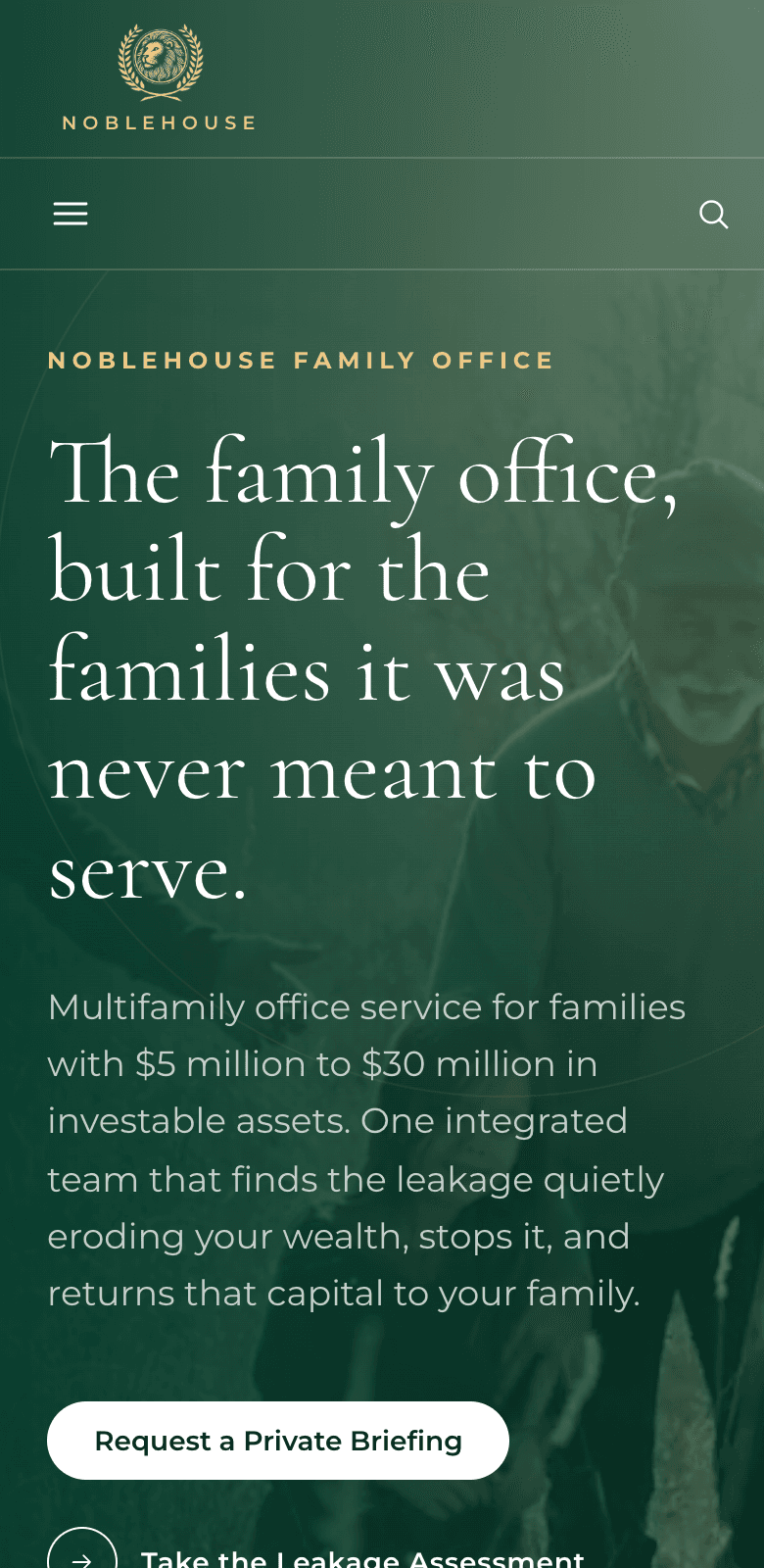Noblehouse Family Office website on mobile