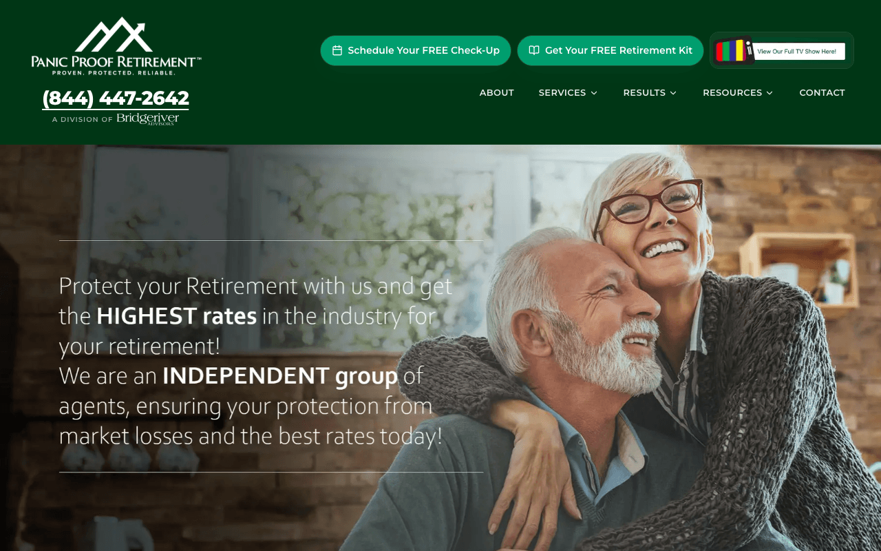 Panic Proof Retirement website on desktop