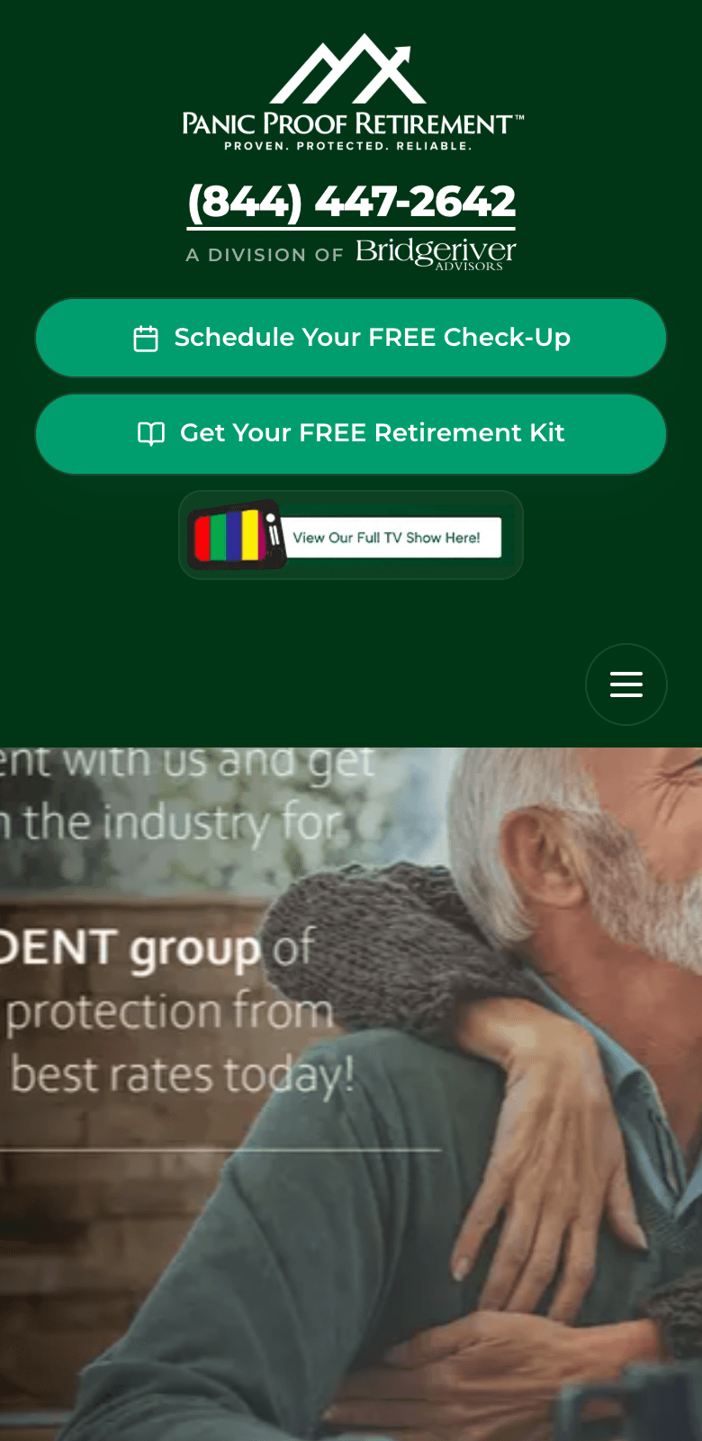 Panic Proof Retirement website on mobile