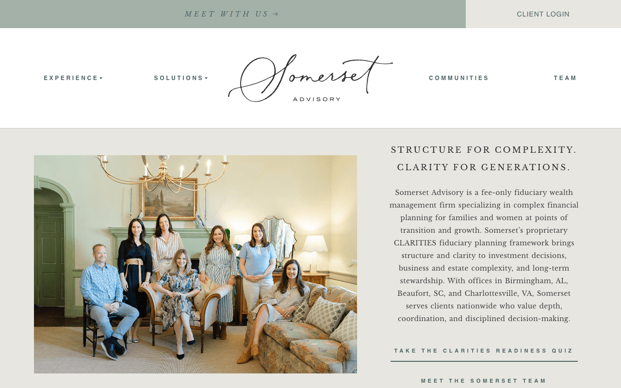 Somerset Advisory website on desktop