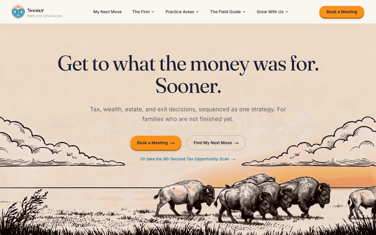 Sooner Private Financial website on desktop