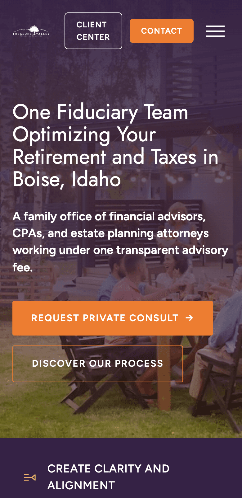 Treasure Valley Financial Planning website on mobile