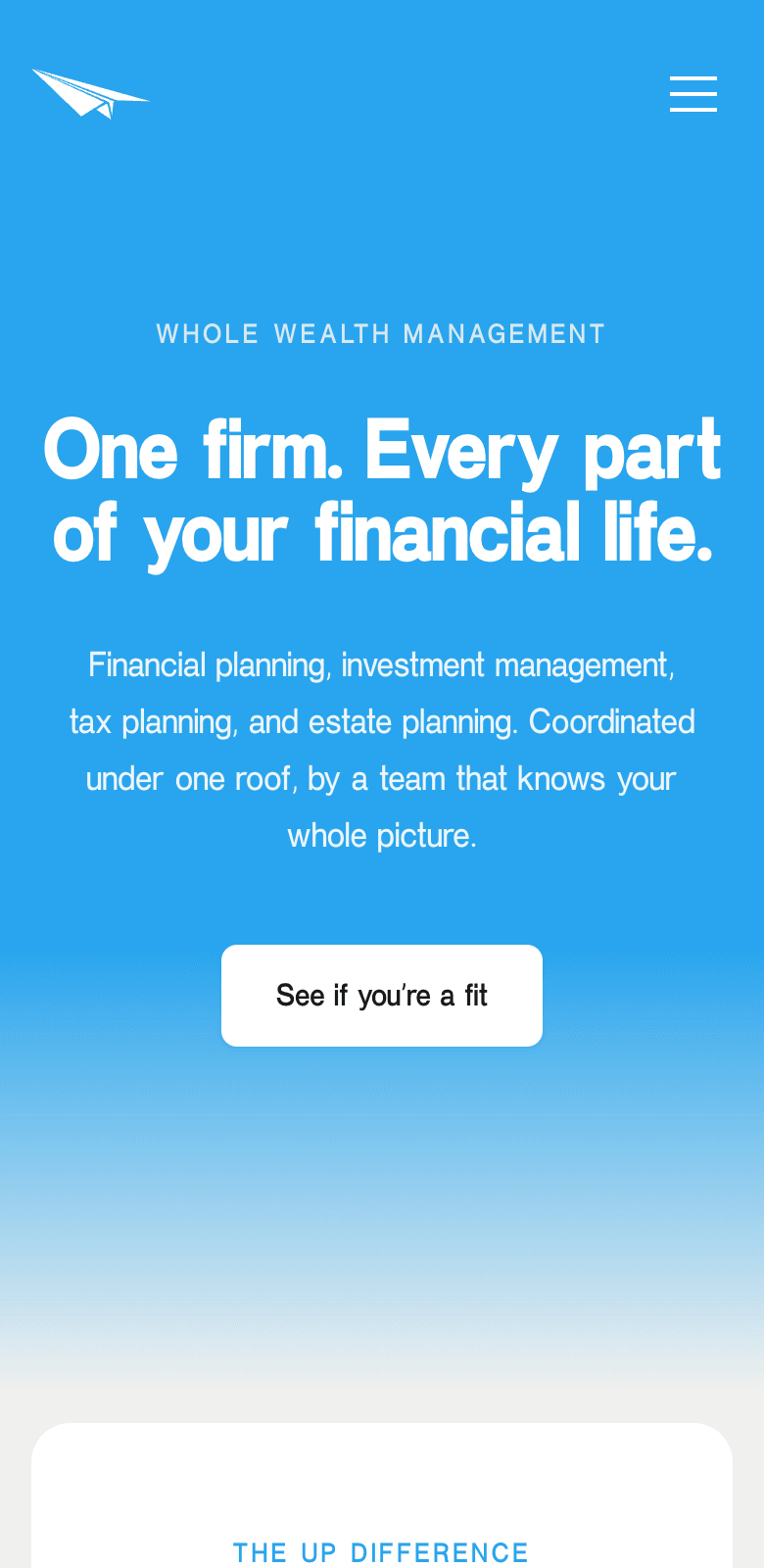 Up Capital Management website on mobile