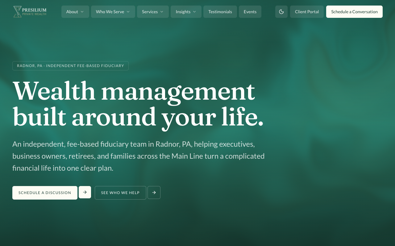 Presilium Private Wealth website